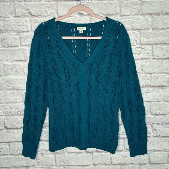Sundance Teal Cable Knit Sweater - Picture 1 of 11